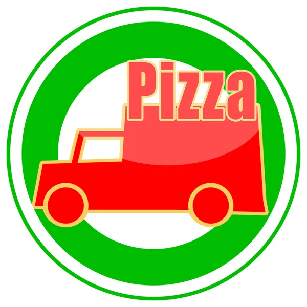 Наклейка доставки пиццы — стоковое фото