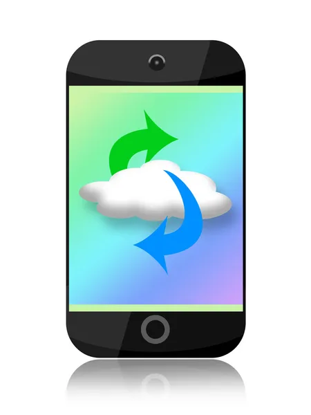 Smartphone a cloud služby — Stock fotografie