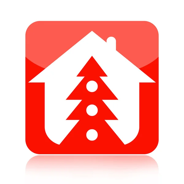 Christmas tree home icon — Stock Photo, Image