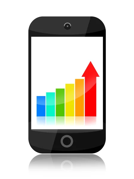 Smartphone avec statistiques d'affaires — Photo