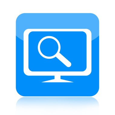 bilgisayar monitörü ve büyüteç cam simgesi