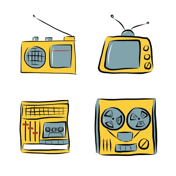 Retro electronics doodles — Stock Photo, Image