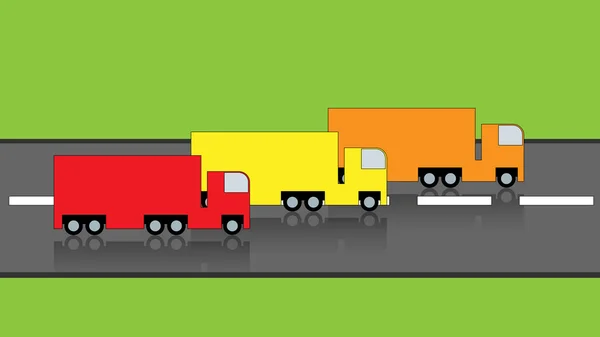 Trucks on road — Stock Vector