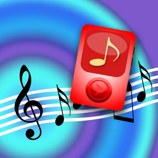 Lettore Audio Note Musicali Che Ballano Uno Sfondo Musicale Brillante — Foto Stock