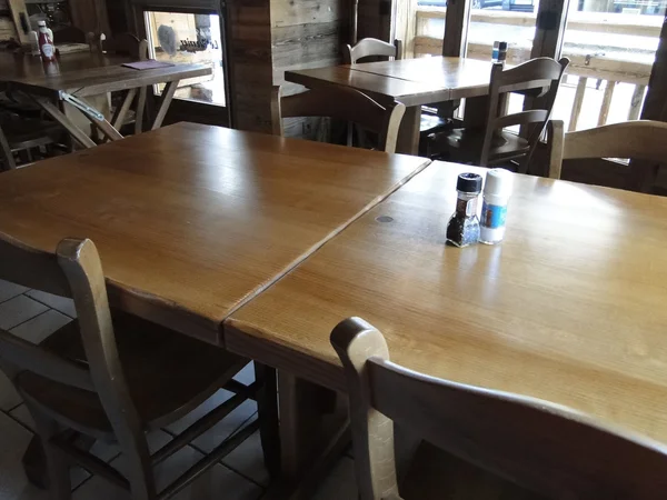 Empty table and chairs