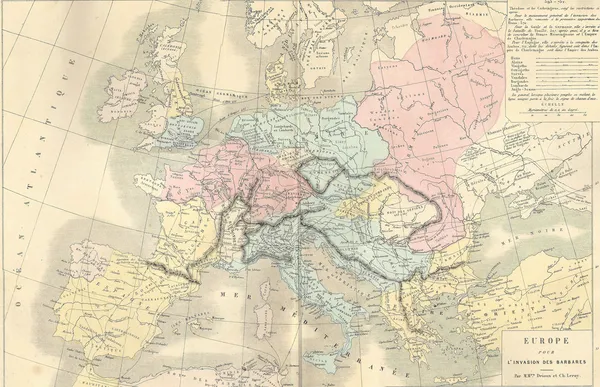 antika Avrupa Haritası Barbar Akınları sırasında,