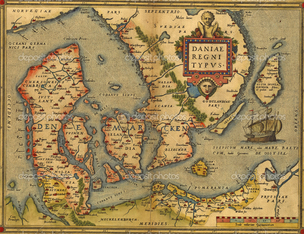 Antique Map of Denmark Stock Photo by ©cascoly 39823143