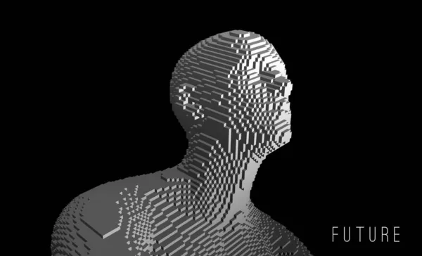 Абстрактна Цифрова Людська Голова Побудована Кубиків Мінімалістичний Дизайн Бізнес Презентацій — стоковий вектор
