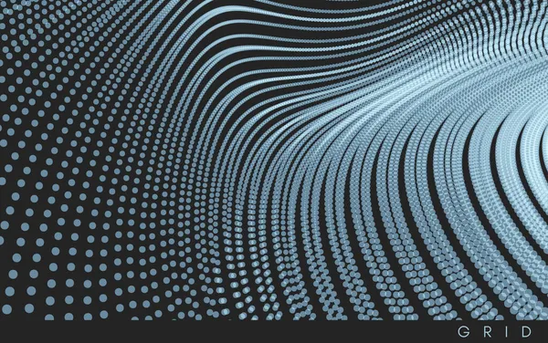 動的粒子を用いた抽象的背景 円グリッドパターン ビジネス 技術のための3Dベクトル図 — ストックベクタ