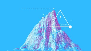 Mountain peak. Futuristic technology backdrop in a voxel art style. Cyberspace concept. 3D vector illustration for brochure, magazine, poster, presentation, flyer or banner. clipart