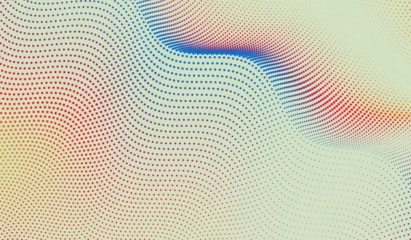波が背景に点在 抽象的な水玉模様 粒子の3Dベクトル図 — ストックベクタ