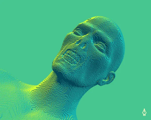 Wajah Zombi Kepala Digital Abstrak Dibangun Dari Batu Seni Voxel - Stok Vektor