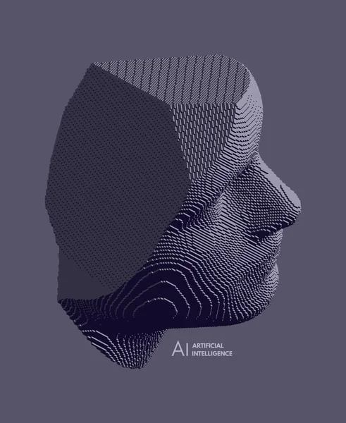 Mannequin的头的轮廓 侧视图 砂面或雕塑 未来主义技术概念 技术和机器人概念 Voxel艺术 3D矢量插图 — 图库矢量图片