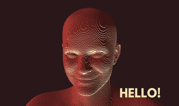 男は笑った 顔のモデル 人と感情の概念 ヴォクセル美術 3Dベクトル図 — ストックベクタ