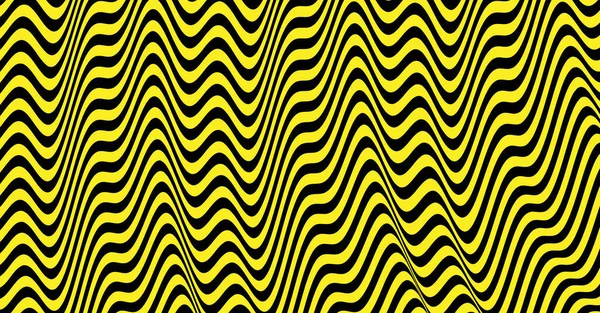 Diseño Negro Amarillo Patrón Con Ilusión Óptica Fondo Rayado Abstracto — Archivo Imágenes Vectoriales