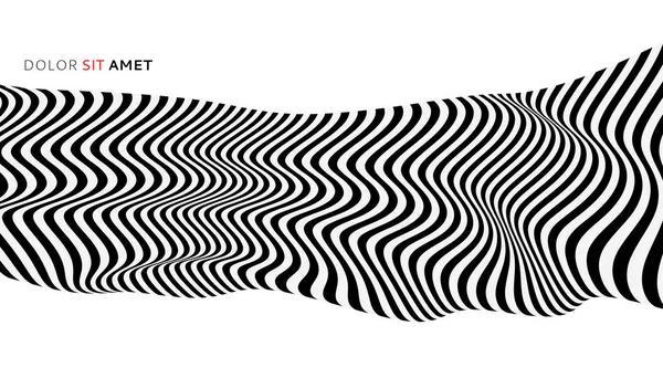 黒と白のデザイン 光の錯覚を持つパターン 概要3D幾何学的背景 ベクターイラスト — ストックベクタ