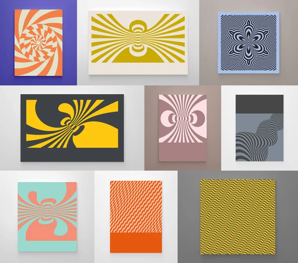 Modèle Conception Couverture Fond Géométrique Abstrait Modèle Rayé Avec Illusion — Image vectorielle