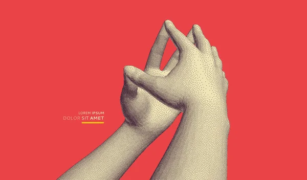 Руки Скошеними Пальцями Мова Тіла Людини Впевненості Самооцінки Символіка Єдності Ліцензійні Стокові Ілюстрації