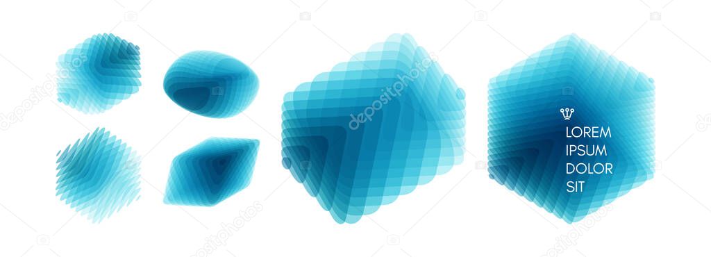 Set of various overlapping elements. Abstract geometric design. Vector illustration for banners, placards, posters or flyers.
