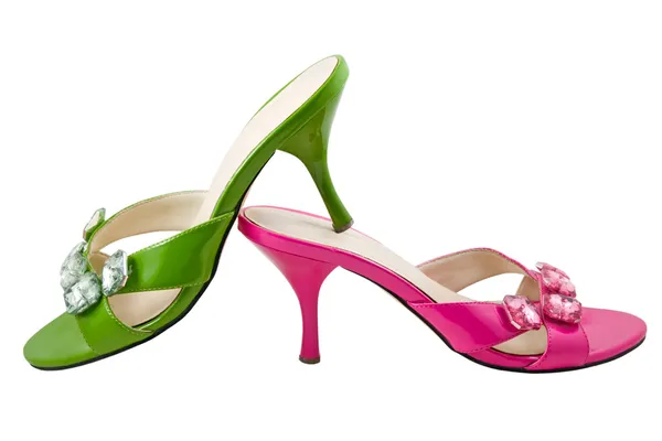 Os sapatos verdes e rosa — Fotografia de Stock