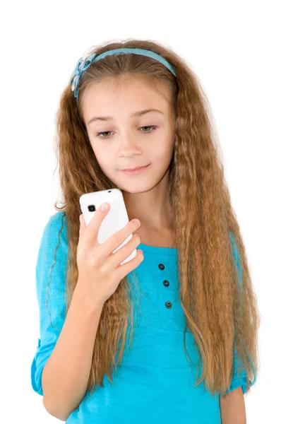 A menina com telefone celular — Fotografia de Stock