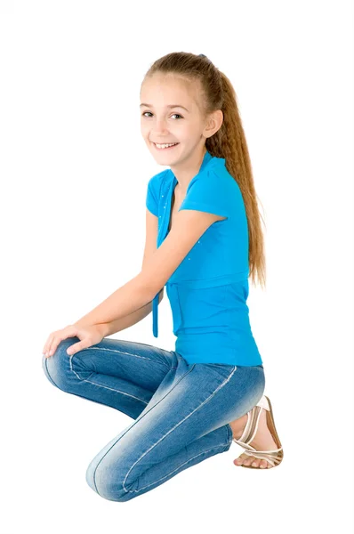 Girl in the blue blouse — Stock Photo, Image