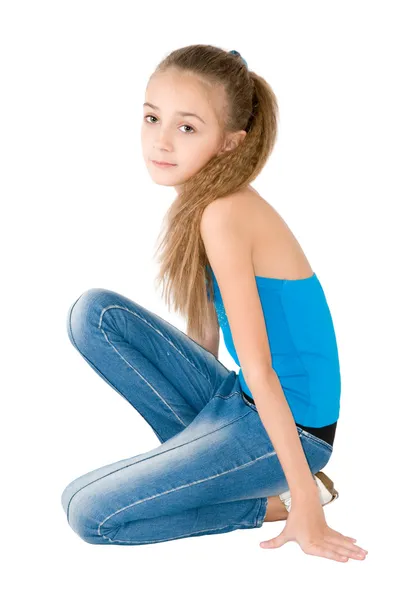 Girl in the blue blouse — Stock Photo, Image