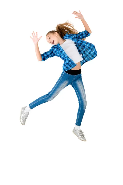 A menina em um salto — Fotografia de Stock