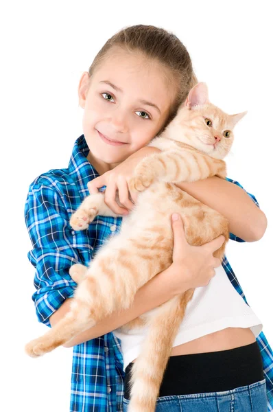 Dziewczyna z czerwonym kotka — Zdjęcie stockowe