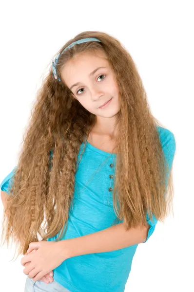 Girl in the blue blouse — Stock Photo, Image