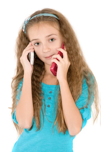 The girl with mobile phone — Stock Photo, Image