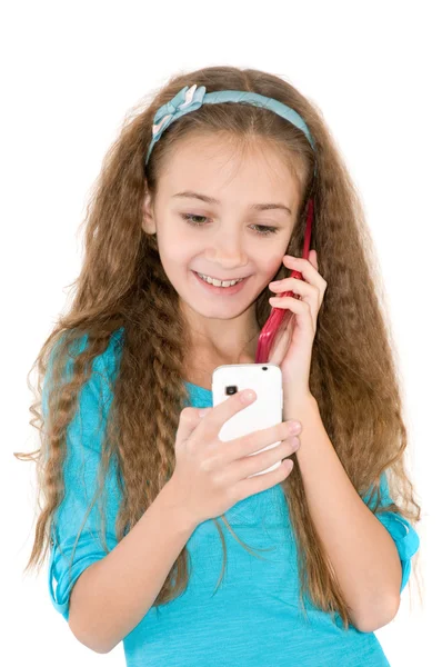 A menina com telefone celular — Fotografia de Stock