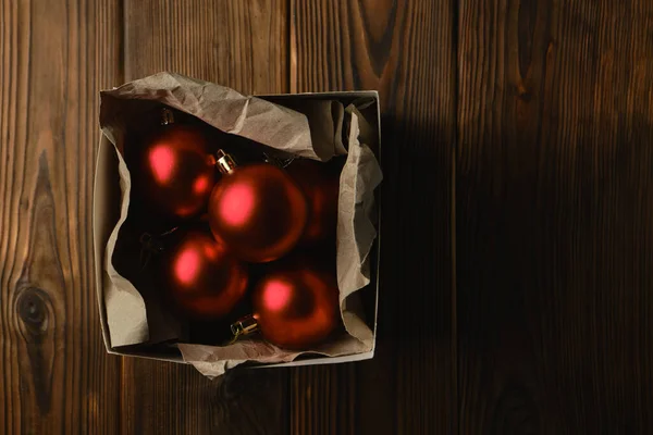 Preparar Para Natal Decorações Para Árvore Natal Bolas Natal Vermelhas — Fotografia de Stock