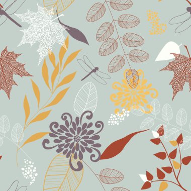 çiçekler ve yapraklar vektör seamless modeli