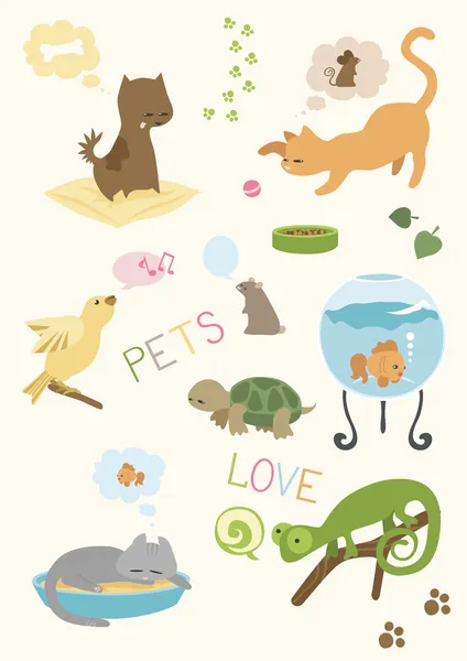 Cute Pets' Set — Stock Vector
