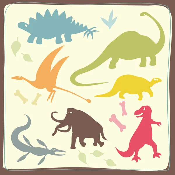 Dinosaurs' Coloured Set — Stock Vector