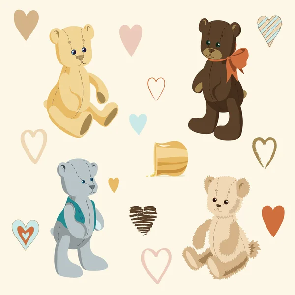Four Cute Teddy Bears — Stock Vector