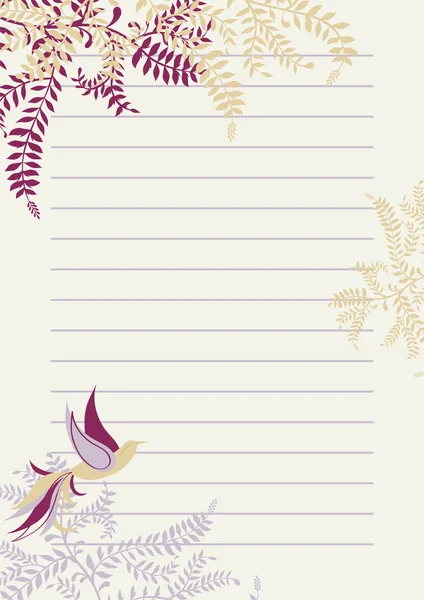 Lined Page with Floral Decoration — Wektor stockowy