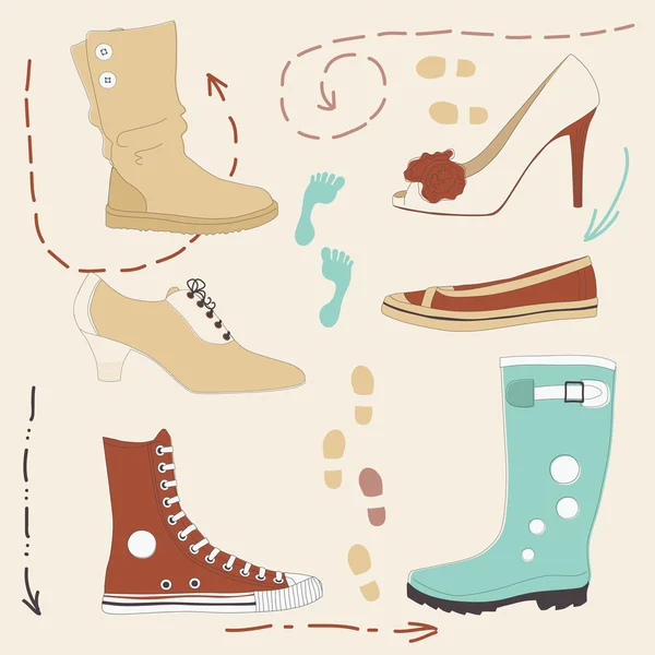 様々 な靴のセット — ストックベクタ