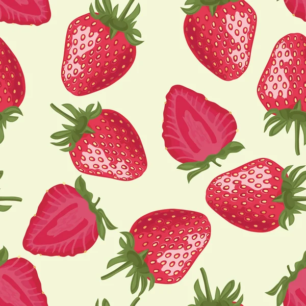 Modèle sans couture vectoriel avec des fraises rouges — Image vectorielle