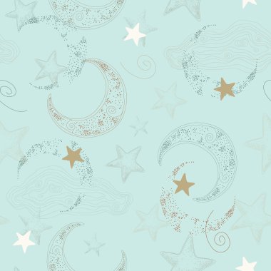 vektör yıldız ve hilal ile seamless modeli