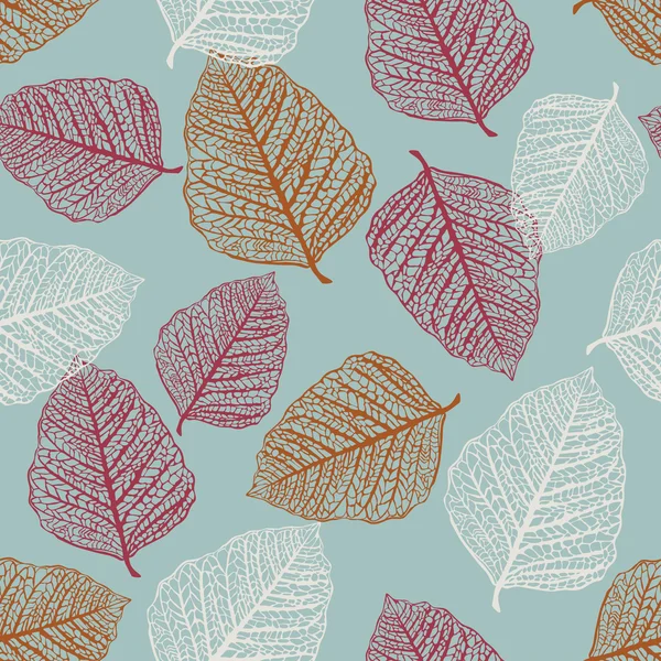 Vector Seamless Pattern of Colored Leaves — Stock Vector
