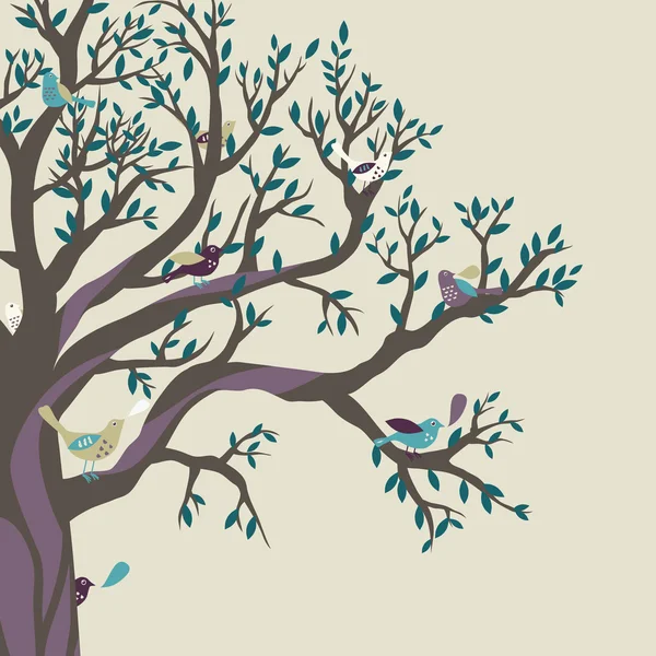 Πτηνά στο δέντρο — Διανυσματικό Αρχείο