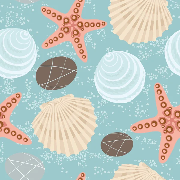 Vector Seamless Pattern with Seashells — Stock Vector