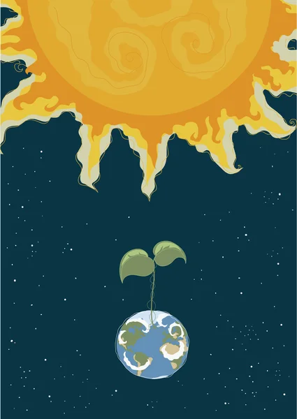 Le germe vert et le globe — Image vectorielle