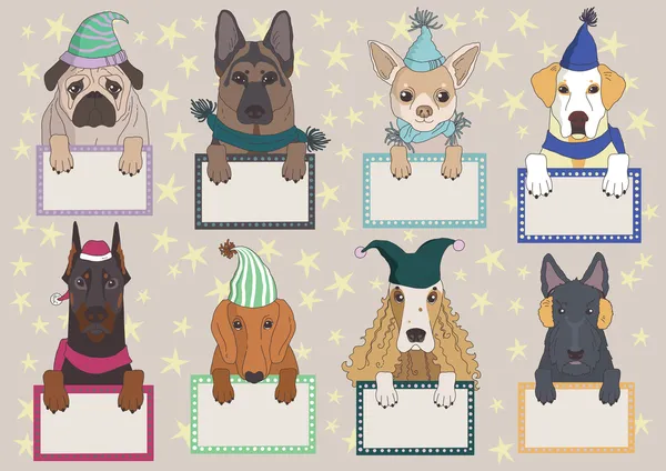 Chiens en casquettes — Image vectorielle