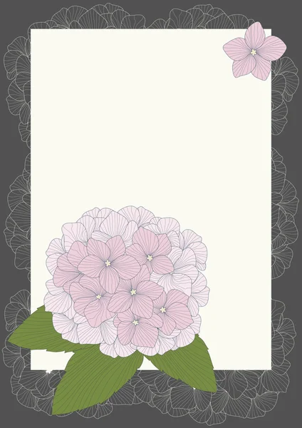 Frame with Hydrangeas — Stock Vector