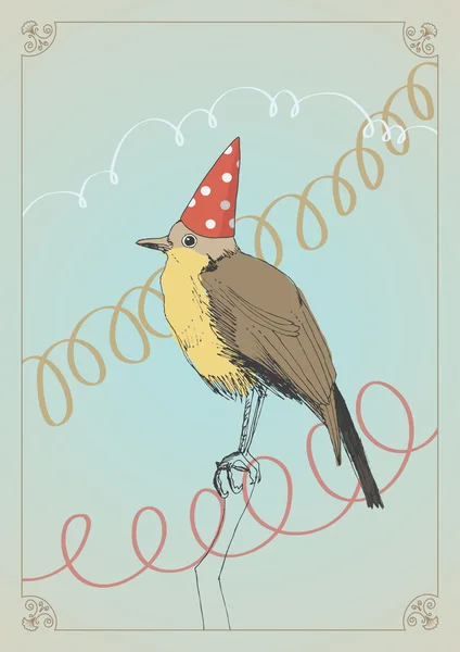 Pájaro en sombrero — Archivo Imágenes Vectoriales
