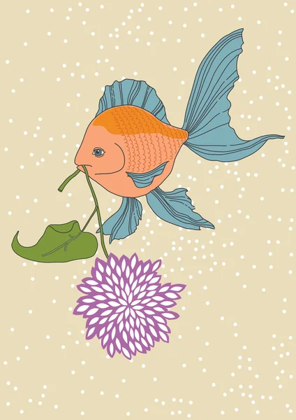 Fisk och blomma — Stock vektor