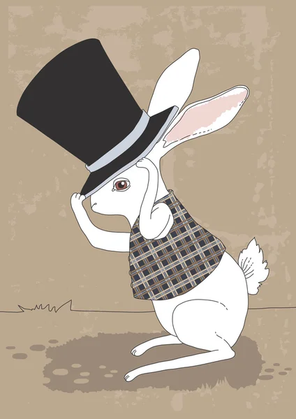 Conejo y sombrero superior — Vector de stock